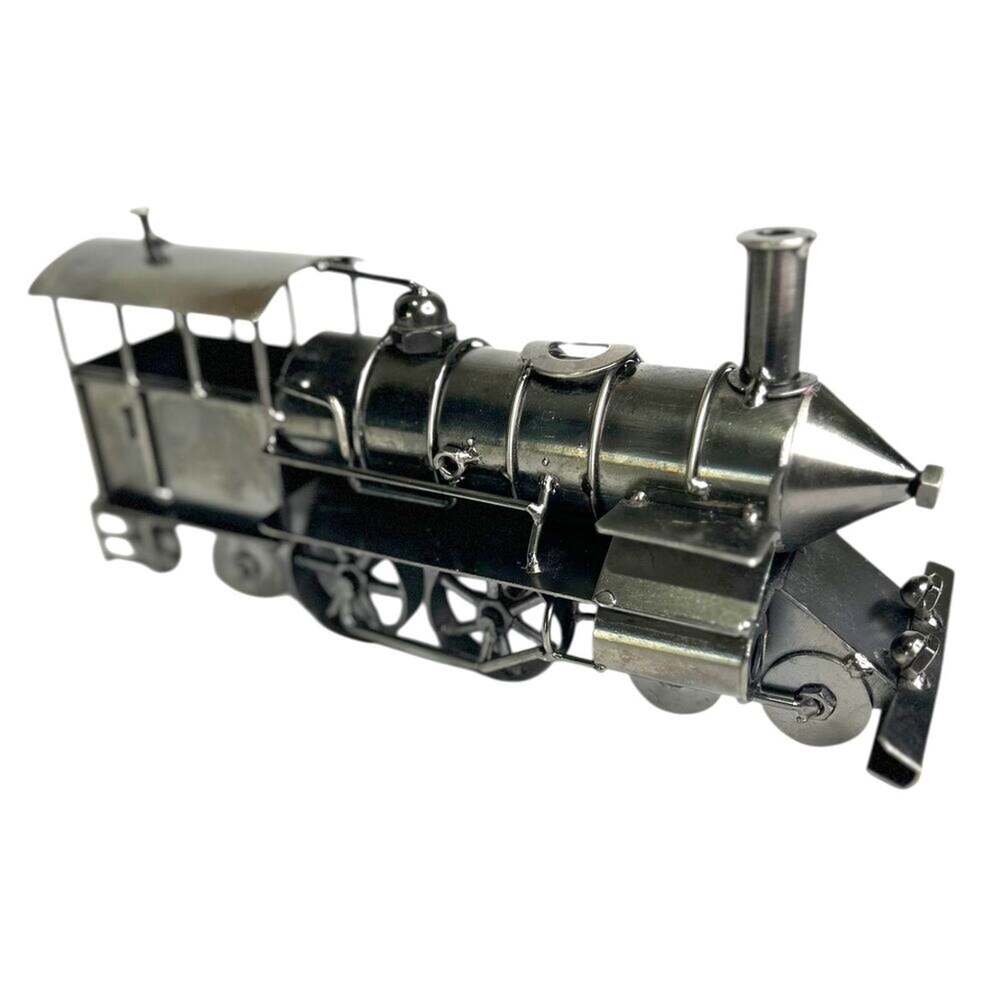 Steam Train Engine Artsy Whimsical Hand Made Industrial Metal Design 9.5" x 4.5"